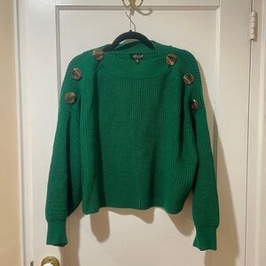 Topshop Green Crew Neck Sweater with Textured Knit